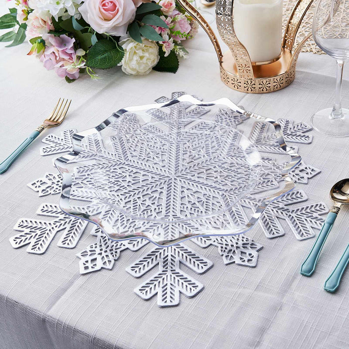 Table Placemats, Vinyl Placemats, Snowflake Placemats, Non Slip Placemats, Dining Table Placemats#color_silver