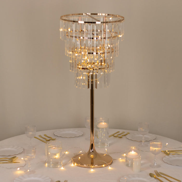 crystal pendant chandelier, gold flower stand, centerpiece stand, metal floral stand, flower stand, pedestal stand, round floral stand#color_parent