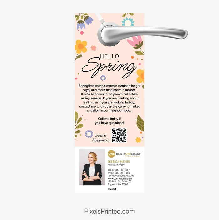 Hello Spring Real Estate Door Hanger for realty one group realtor agents