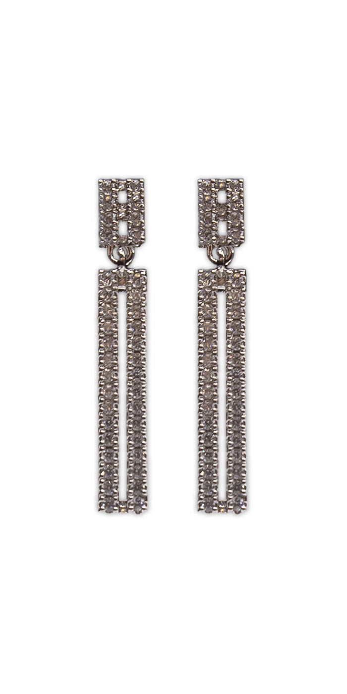 silver/one size/Camille La Vie/Linear Drop Cubic Zirconia Earrings /front