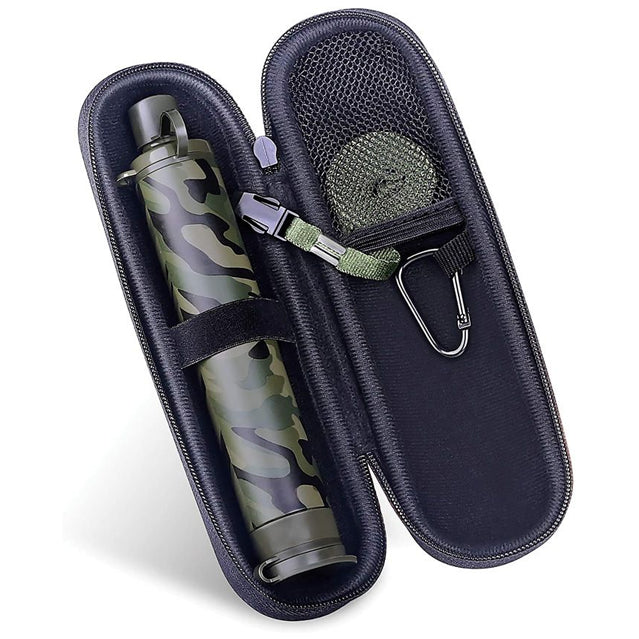 Membrane Solutions Survival Water Filter Purifier Straw with Case, Camouflage
