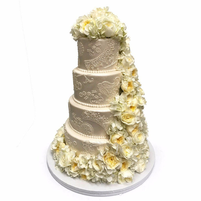 Patterned Floral Wedding Cake Freed's Bakery