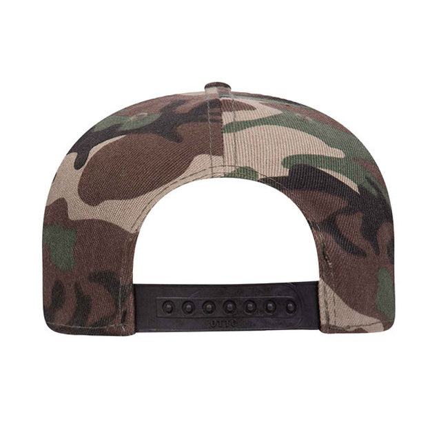 Premium 6-Panel Snapback Hat, Woodland Camouflage Cap