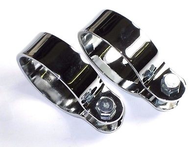 TRIUMPH NORTON BSA 1 3/4" motorcycle exhaust muffler CLAMPS Chrome clamp set