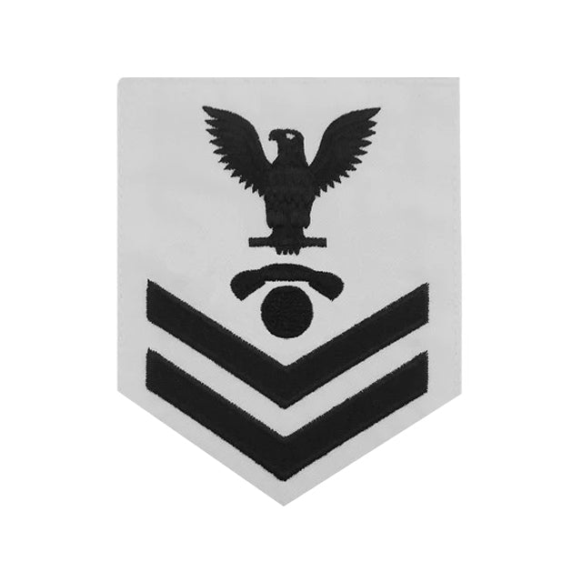 U.S. Navy Interior Communications Electrician (IC) Rating Patch, White (Tailored to E-4, E-5, or E-6)