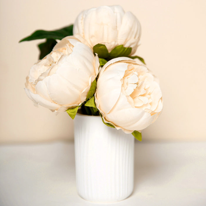 Silk Peonies, Artificial Flower Bouquet, Faux Peonies, Artificial Peonies, High Quality Silk Flowers#color_beige