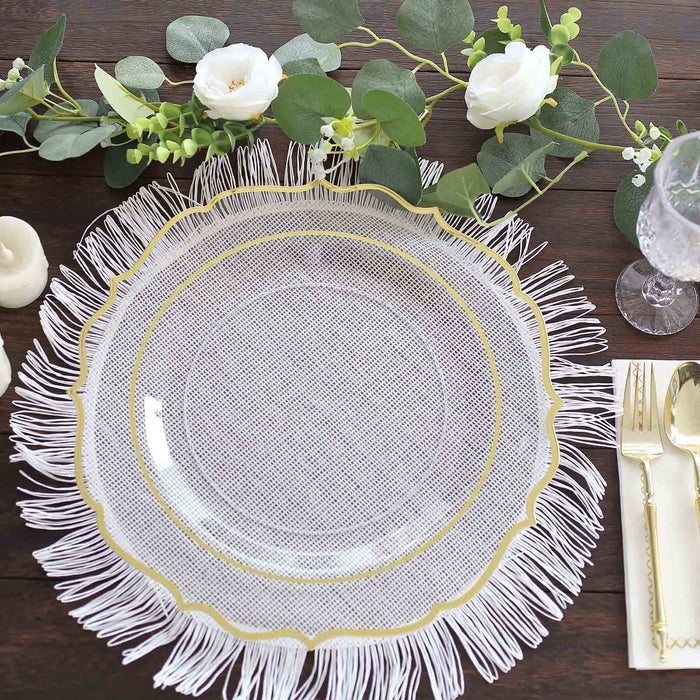 plastic, clear charger plates, dinnerware chargers, decorative chargers, table chargers#color_clear-gold