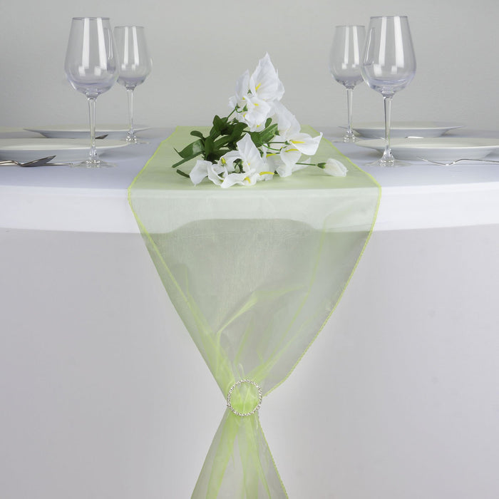 organza table runners, sheer table runners, 108 inch table runner, tablecloth runners, table runner decor#color_apple-green