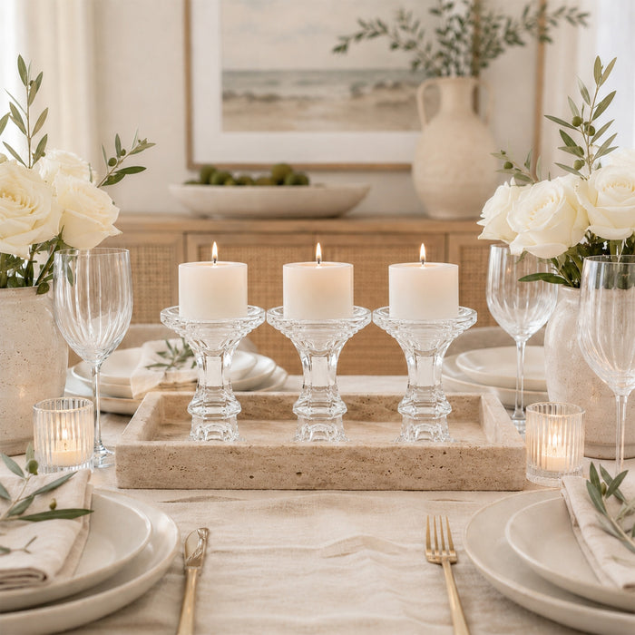 glass taper candle holders, clear candlestick holders, glass candlestick holders, taper candle stands, decorative taper candle holders#color_clear
