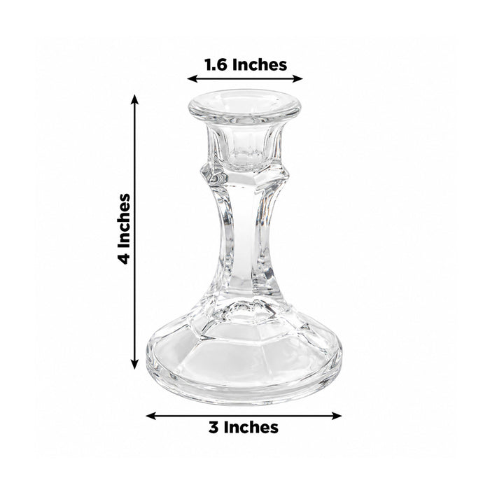 glass taper candle holders, clear candlestick holders, glass candlestick holders, taper candle stands, decorative taper candle holders#color_clear