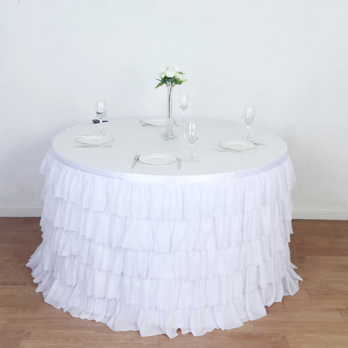 table skirt, tutu table skirt, ruffled table skirt, cloth table skirt, skirt for table#color_white