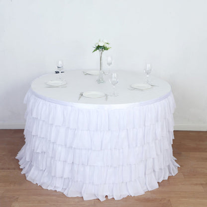 table skirt, tutu table skirt, ruffled table skirt, cloth table skirt, skirt for table#color_white