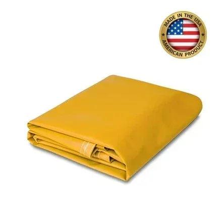 Yellow 18 oz. super vinyl tarp 8' x 12' serving as a high visibility barrier for outdoor use
