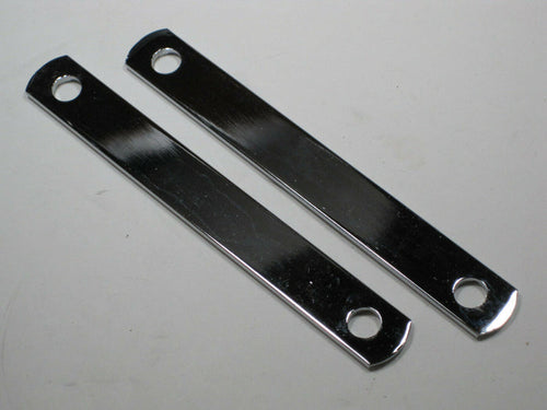 2 each Exhaust Bracket 5" long x 1" chrome universal bobber muffler hanger strap * !