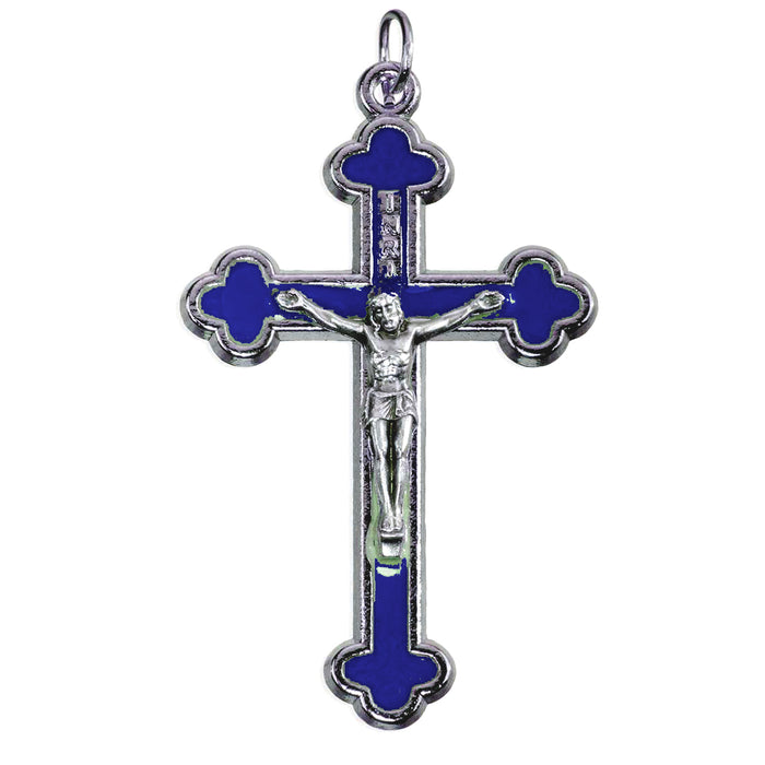 2" Epoxy Inlay Silver Crucifix