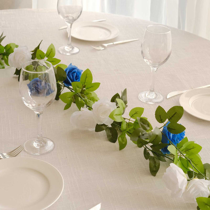 flower garland, rose garland, flower vines, hanging vines, flowers and vines#color_white-royal-blue