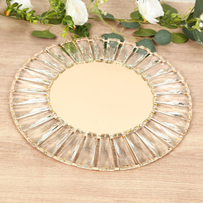 mirror glass charger plates, crystal pendant charger plates, metal charger plates, decorative charger plates, mirrored charger plates, glass charger plates#color_gold