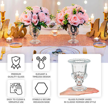glass flower vases, roman vases, centerpiece vases, pedestal vases, flower urn vase#color_parent