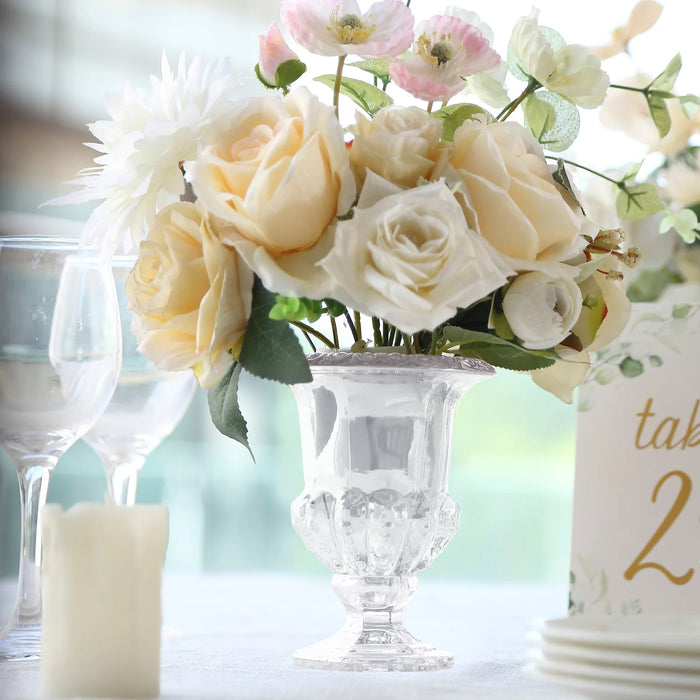glass flower vases, roman vases, centerpiece vases, pedestal vases, flower urn vase#color_clear