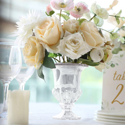 glass flower vases, roman vases, centerpiece vases, pedestal vases, flower urn vase#color_clear