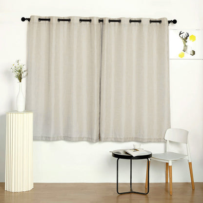 Linen Curtains, Linen Curtain Panels, Semi Sheer Curtains, Faux Linen Curtains, Linen Curtain Panels With Grommets#color_beige