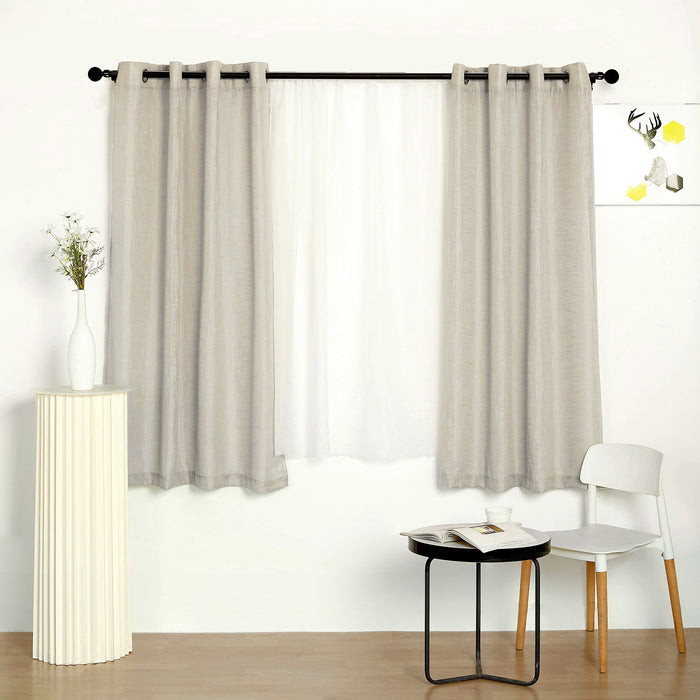 Linen Curtains, Linen Curtain Panels, Semi Sheer Curtains, Faux Linen Curtains, Linen Curtain Panels With Grommets#color_beige