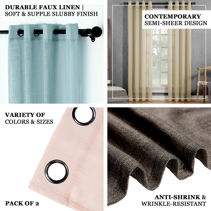 Linen Curtains, Linen Curtain Panels, Semi Sheer Curtains, Faux Linen Curtains, Linen Curtain Panels With Grommets#color_parent