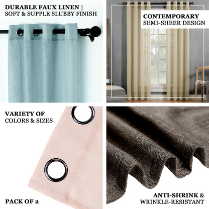 Linen Curtains, Linen Curtain Panels, Semi Sheer Curtains, Faux Linen Curtains, Linen Curtain Panels With Grommets#color_parent