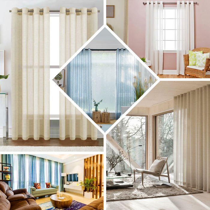 Linen Curtains, Linen Curtain Panels, Semi Sheer Curtains, Faux Linen Curtains, Linen Curtain Panels With Grommets#color_parent