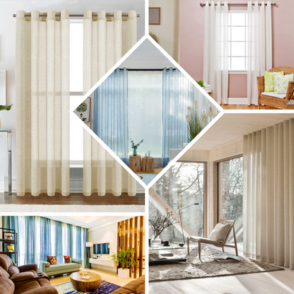 Linen Curtains, Linen Curtain Panels, Semi Sheer Curtains, Faux Linen Curtains, Linen Curtain Panels With Grommets#color_parent