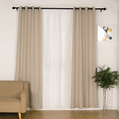 Linen Curtains, Linen Curtain Panels, Semi Sheer Curtains, Faux Linen Curtains, Linen Curtain Panels With Grommets#color_beige