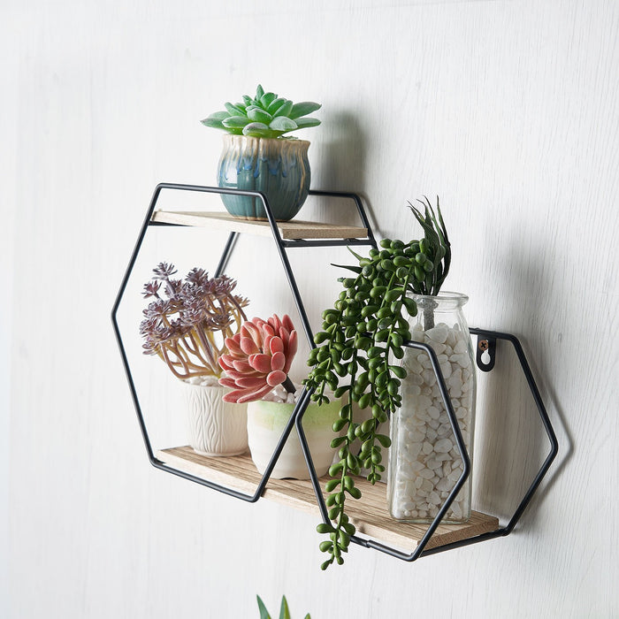 decorative wall shelves, geometric wall shelf, hexagon floating shelves, geometric shelves, geometric floating shelves#color_black