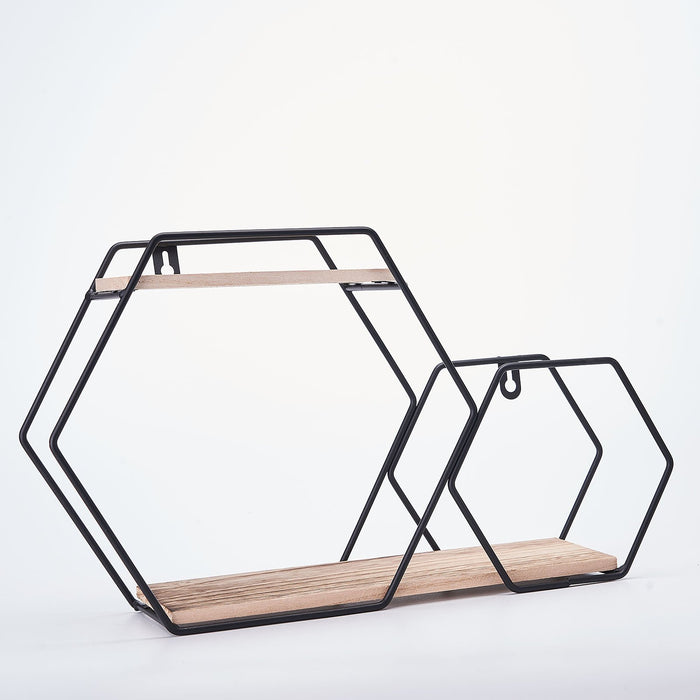 decorative wall shelves, geometric wall shelf, hexagon floating shelves, geometric shelves, geometric floating shelves#color_black
