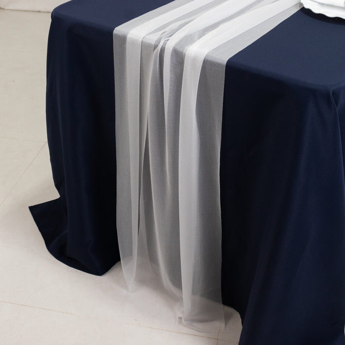 sheer chiffon table runners, table runners, 9ft table drapes, sheer table runners, chiffon runners, runners, table linen#color_white