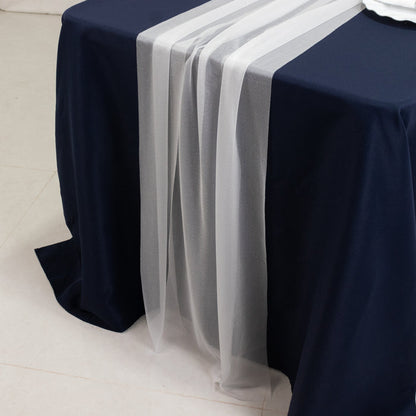 sheer chiffon table runners, table runners, 9ft table drapes, sheer table runners, chiffon runners, runners, table linen#color_white