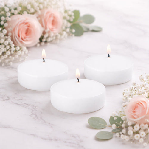 floating candles, candles, wax candle, unscented candles, wax floating candles, white wax candle, floating disc candles#color_white
