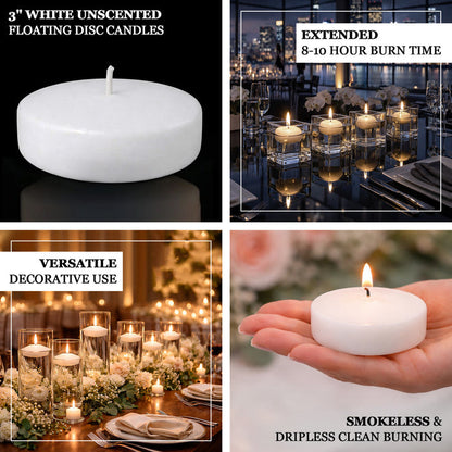 floating candles, candles, wax candle, unscented candles, wax floating candles, white wax candle, floating disc candles#color_white