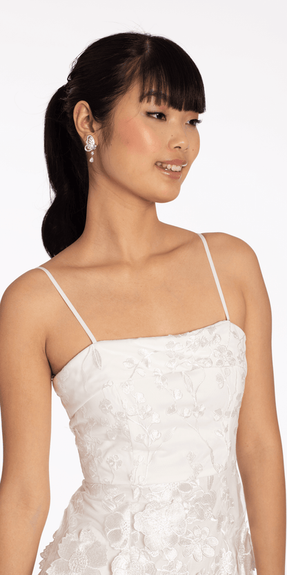 3 D Floral Tulle Embroidered Foldover Sheath Dress - Camille La Vie