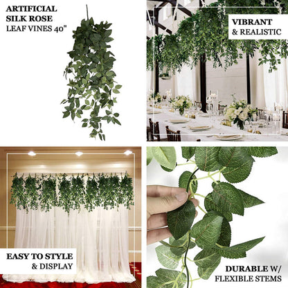 artificial greenery, greenery bushes, rose leaf vines, hanging leaf vines, leaf vines, artificial rose leaf, silk hanging vines#color_parent