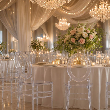 acrylic chiavari chairs, clear ghost chairs, transparent chiavari chairs, acrylic event chairs, resin chiavari chairs, stackable chiavari chairs, armless ghost chairs#color_clear
