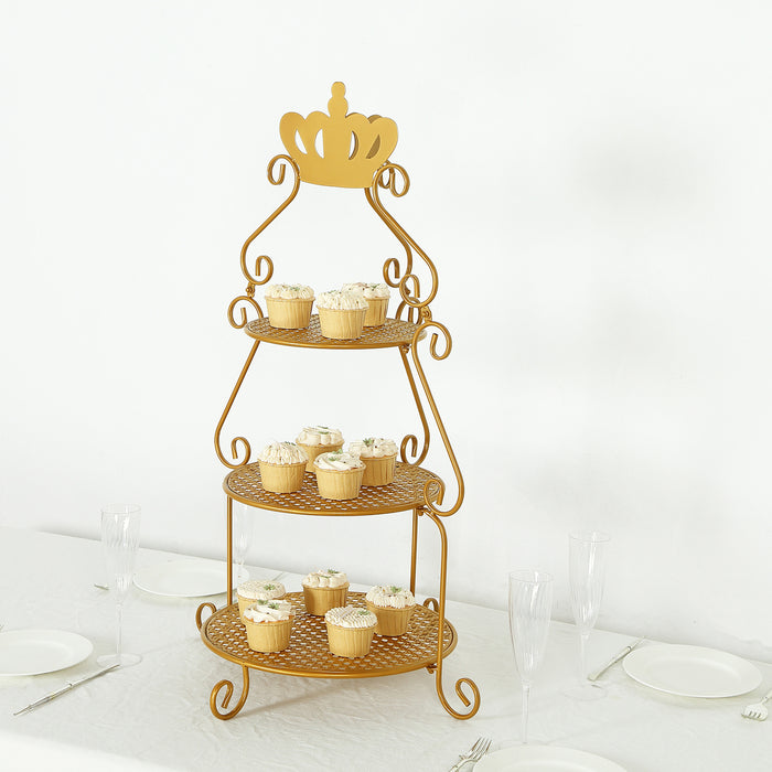 metal, cupcake stand, dessert display stand, tiered cake stand, pedestal dessert stands#color_gold