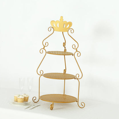 metal, cupcake stand, dessert display stand, tiered cake stand, pedestal dessert stands#color_gold