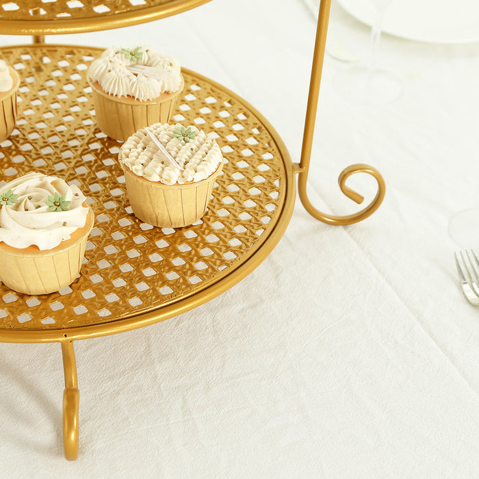 metal, cupcake stand, dessert display stand, tiered cake stand, pedestal dessert stands#color_gold