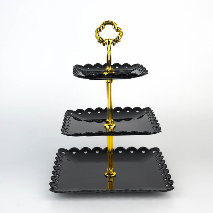 3 tier cupcake stand, plastic cupcake stand, tiered dessert tray, cupcake, display stand, cupcake tower stand#color_black