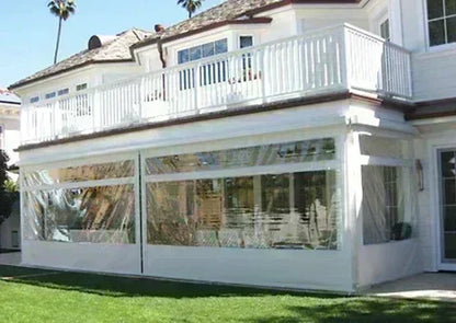 Clear 6' x 8' 30 mil vinyl tarp used for transparent building coverage