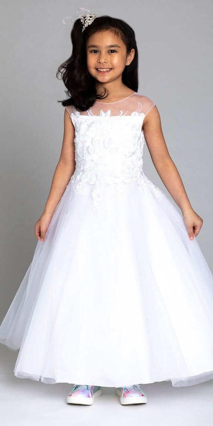 3D Embroidered Flower Tulle Dress - Camille La Vie
