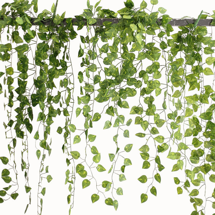silk, artificial pothos plant, greenery garland, leaf garland, decorative vines#color_green