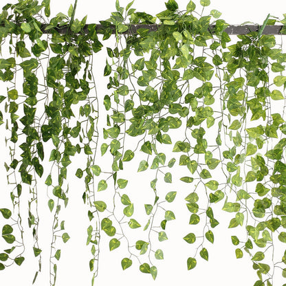 silk, artificial pothos plant, greenery garland, leaf garland, decorative vines#color_green