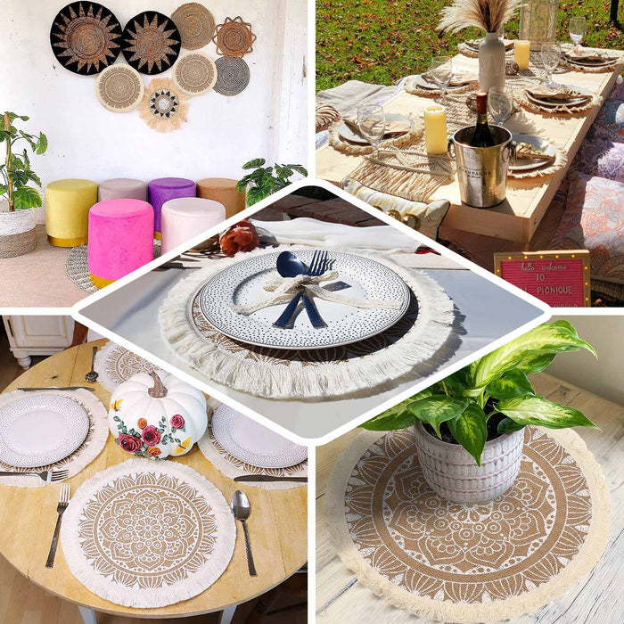 boho placemats, table mat, round placemats, table placemats, washable placemats#color_parent
