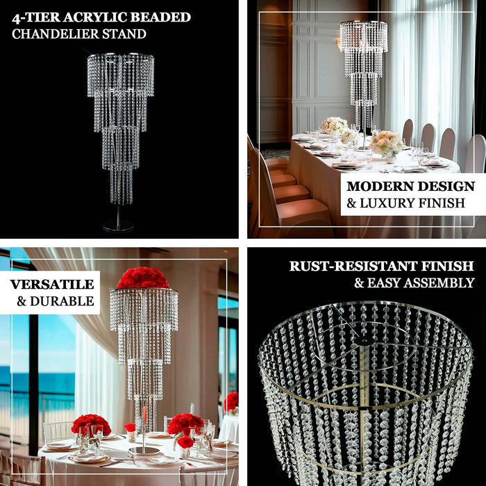 crystal centerpiece, beaded table centerpiece, chandelier stand, floral stand, beaded flower stand, flower stand, 4 tier crystal floral stand, 4 tier floral stand#color_parent